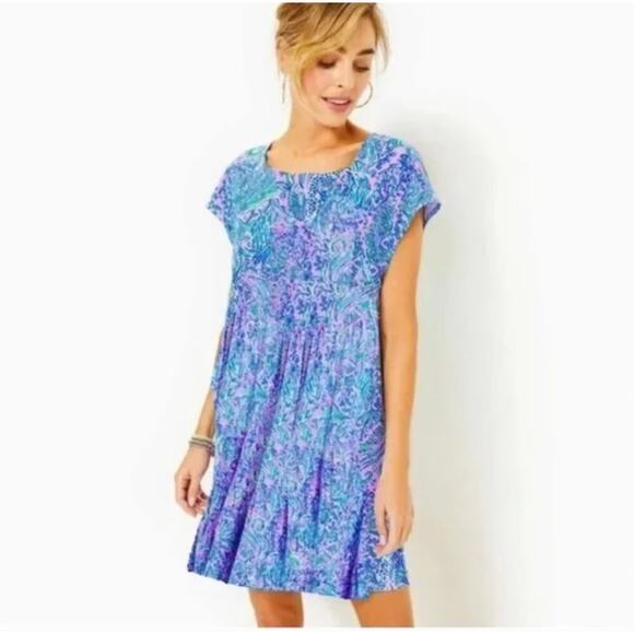 Lilly Pulitzer Geanna Dress XS NWOT We Mermaid It Lilac Rose Pink Floral Tiered - Picture 1 of 5